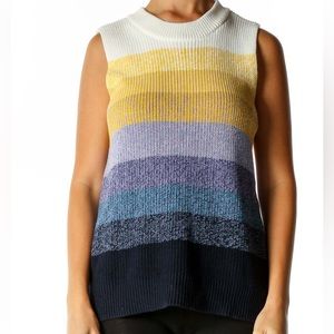 Nine West Chunky Knit Colorful Striped Sweater Tank Size Large